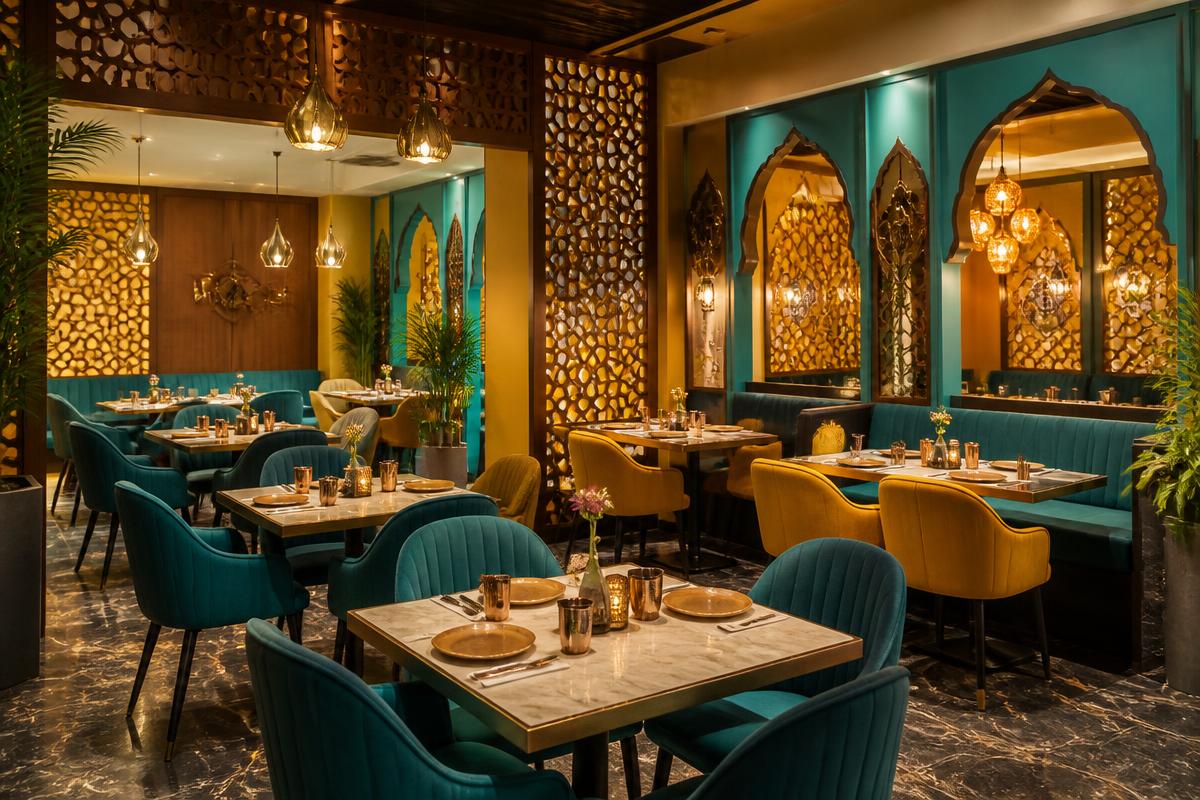 Hello India restaurant interior opposite i-Square in Tsim Sha Tsui